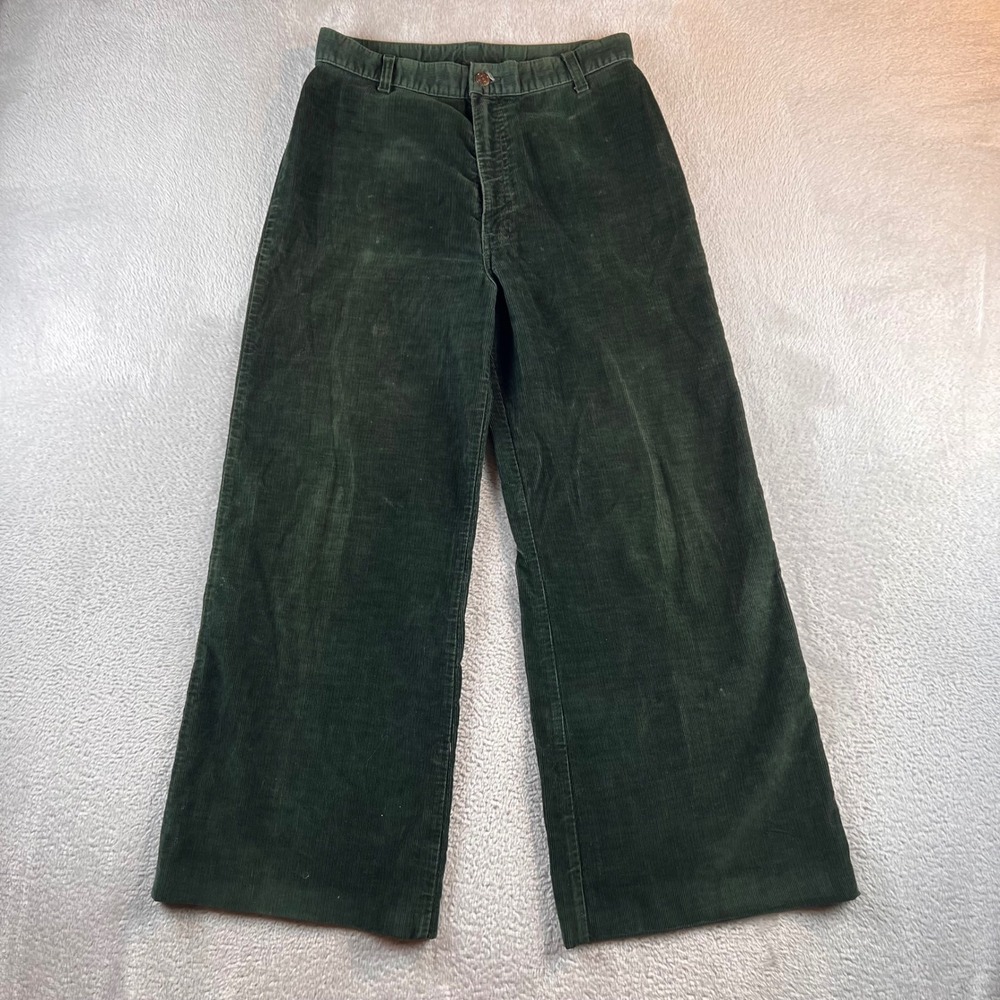 VTG 70s Levis Farmers Mechanics Miners Corduroy Wide Leg Pants Mens 29x27 Green